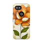 Floral Phone Case with Orange Flower Design, Tough Phone Cover, Floral Gift, Stylish Tech Accessory, Nature Lovers, Spring Vibes