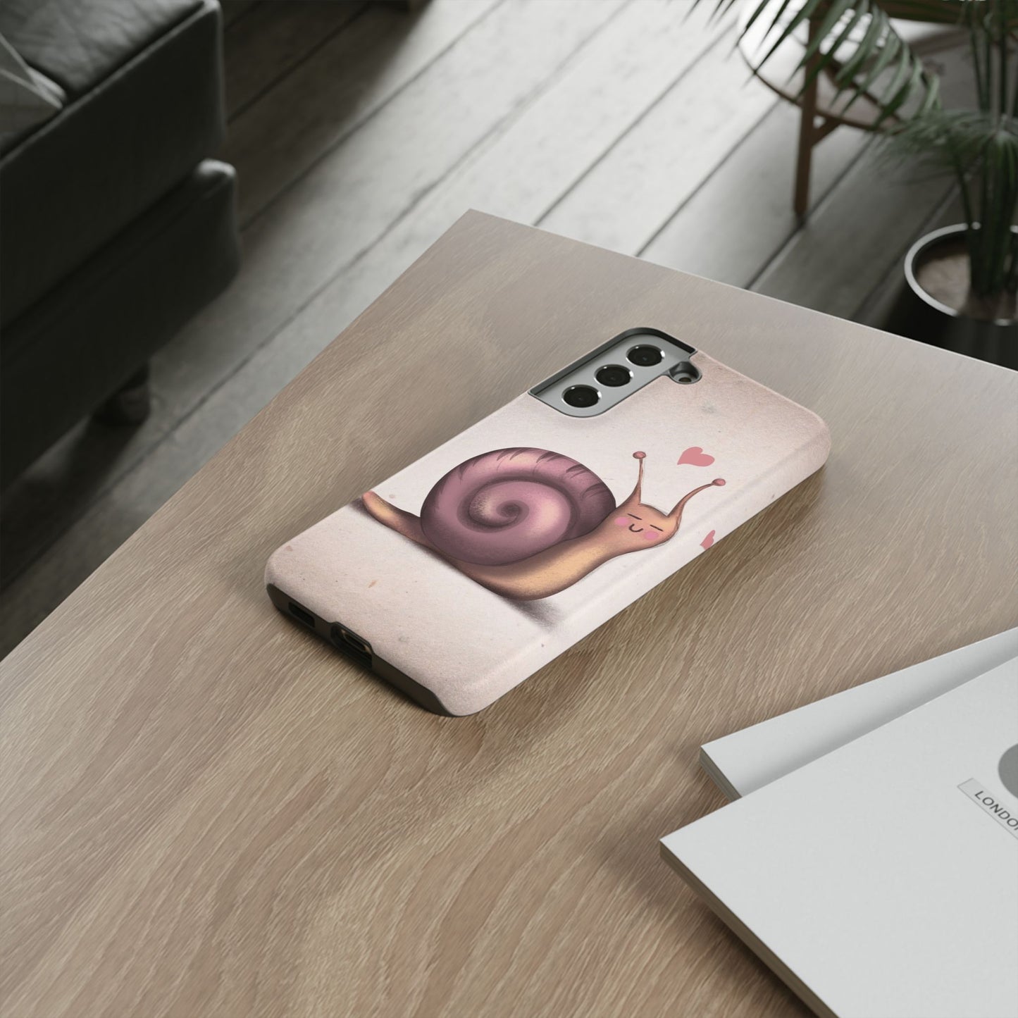 Cute Snail Phone Case — Pink Heart Cartoon Protective iPhone Cover