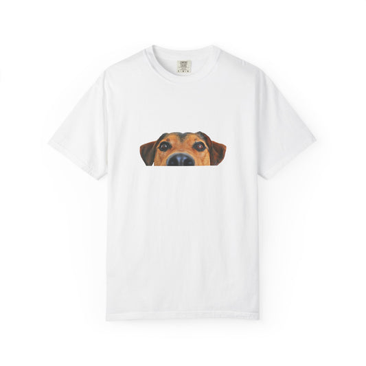 Cute Dog Face Unisex Garment-Dyed T-shirt, Pet Lover Tee, Animal Community Shirt, Birthday Gift, Casual Wear, Dog Lover's Merch