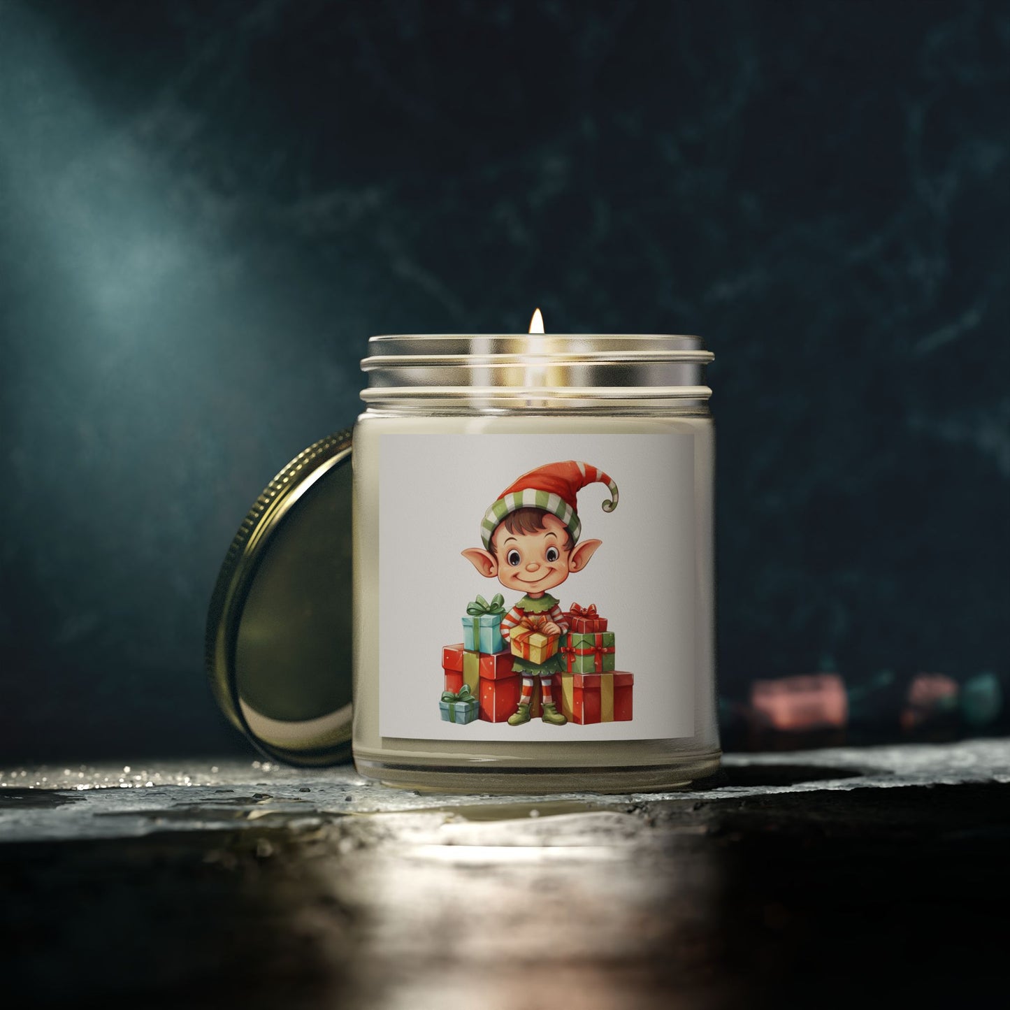 Festive Elf Scented Candle, Cheerful Holiday Decor, Perfect Gift for Christmas, Seasonal Home Fragrance, Joyful Aromatherapy