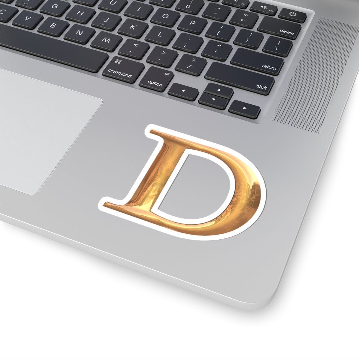 Stylish Gold Letter 'D' Kiss-Cut Sticker, Personalized Decal, Laptop Sticker, Custom Monogram, Perfect for Gifts
