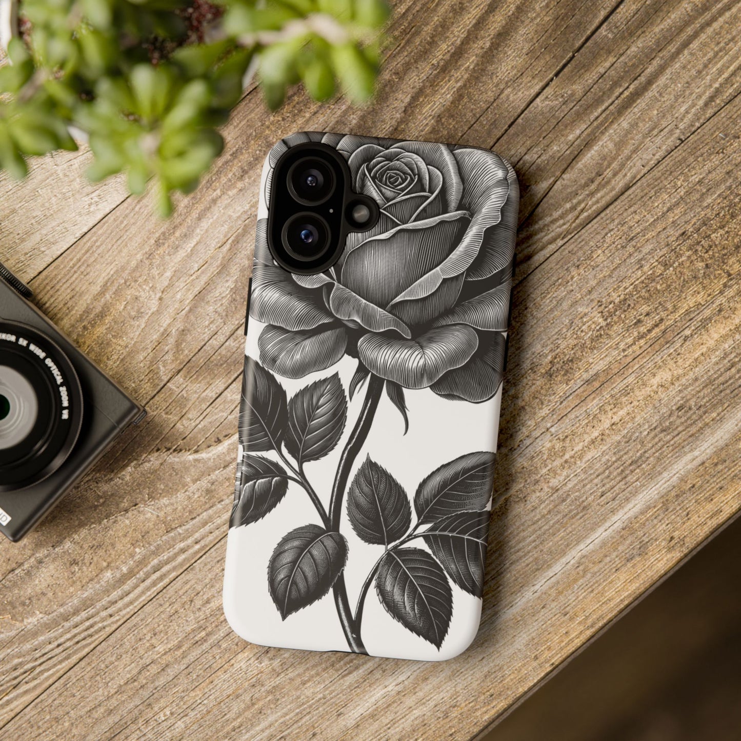 Elegant Floral Phone Case - Tough Cases, Black Rose Design, Floral Phone Cover, Stylish Phone Accessory, Gift for Her, Mother's Day