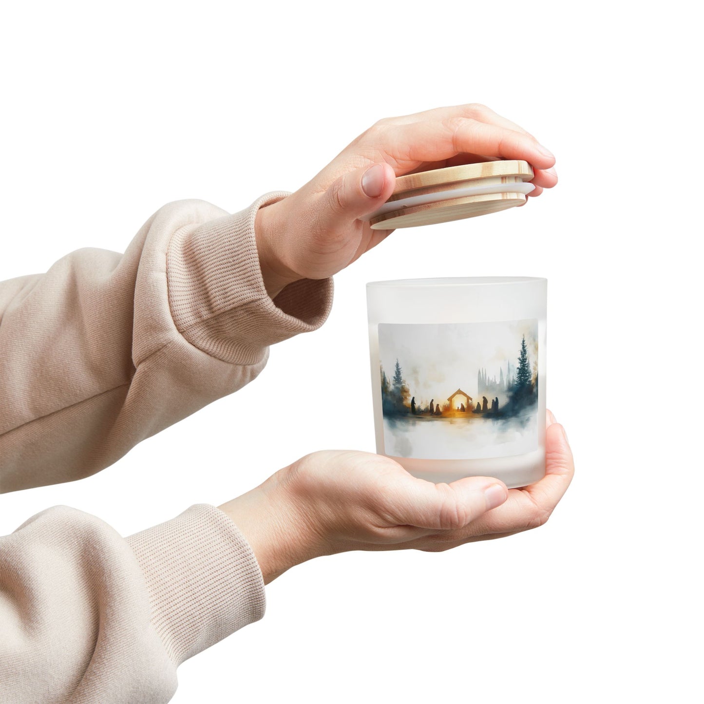 Frosted Glass Candle Holder, Cozy Home Decor, Gift for Winter, Holiday Candle, Relaxing Atmosphere, Aromatherapy Decor