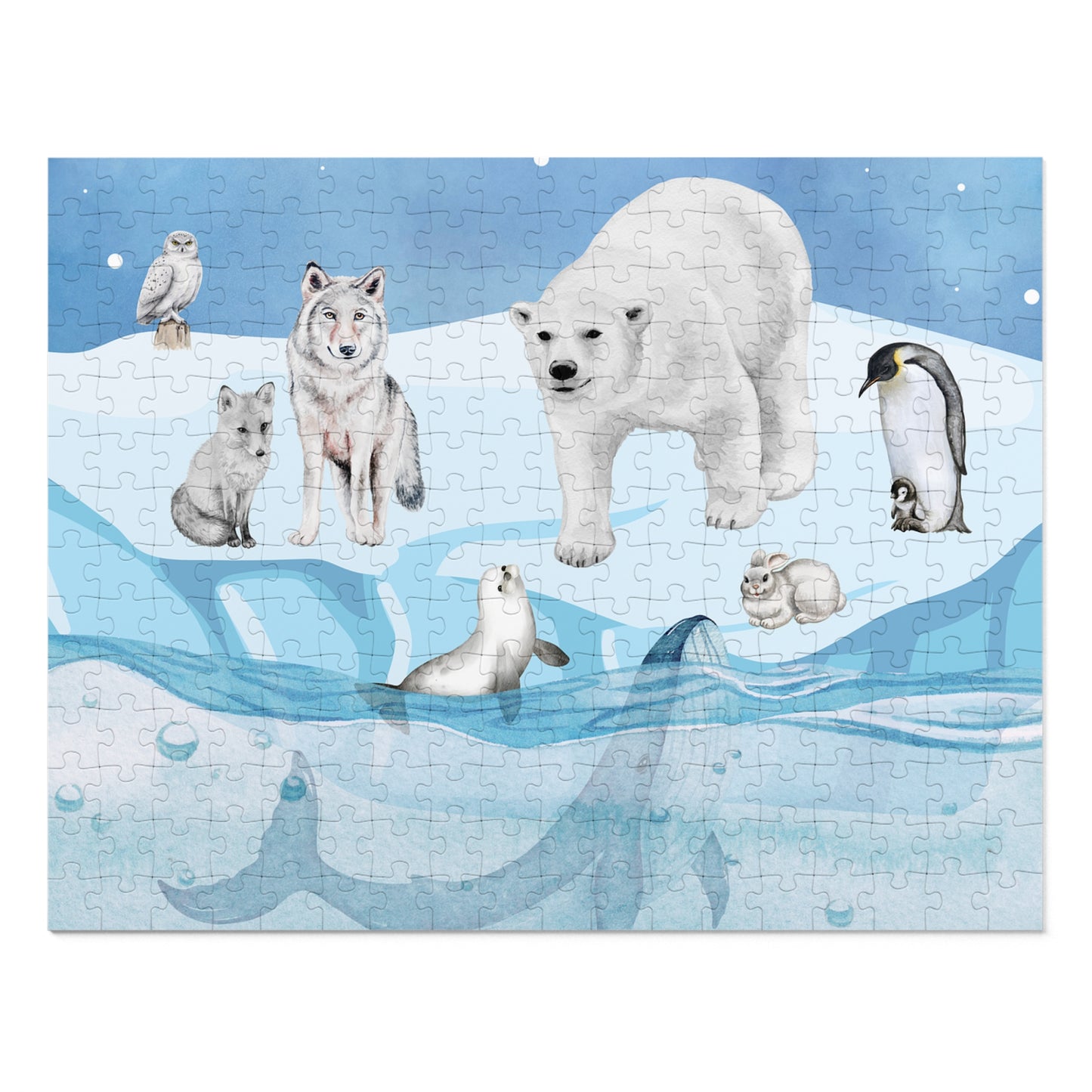 Polar Wildlife Jigsaw Puzzle, Relaxing Family Game, Educational Kids Activity, Nature Lover Gift, Arctic Animals Decor