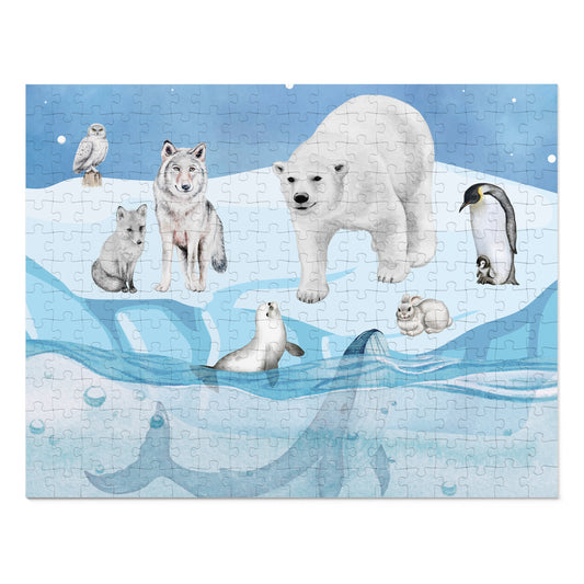 Polar Wildlife Jigsaw Puzzle, Relaxing Family Game, Educational Kids Activity, Nature Lover Gift, Arctic Animals Decor