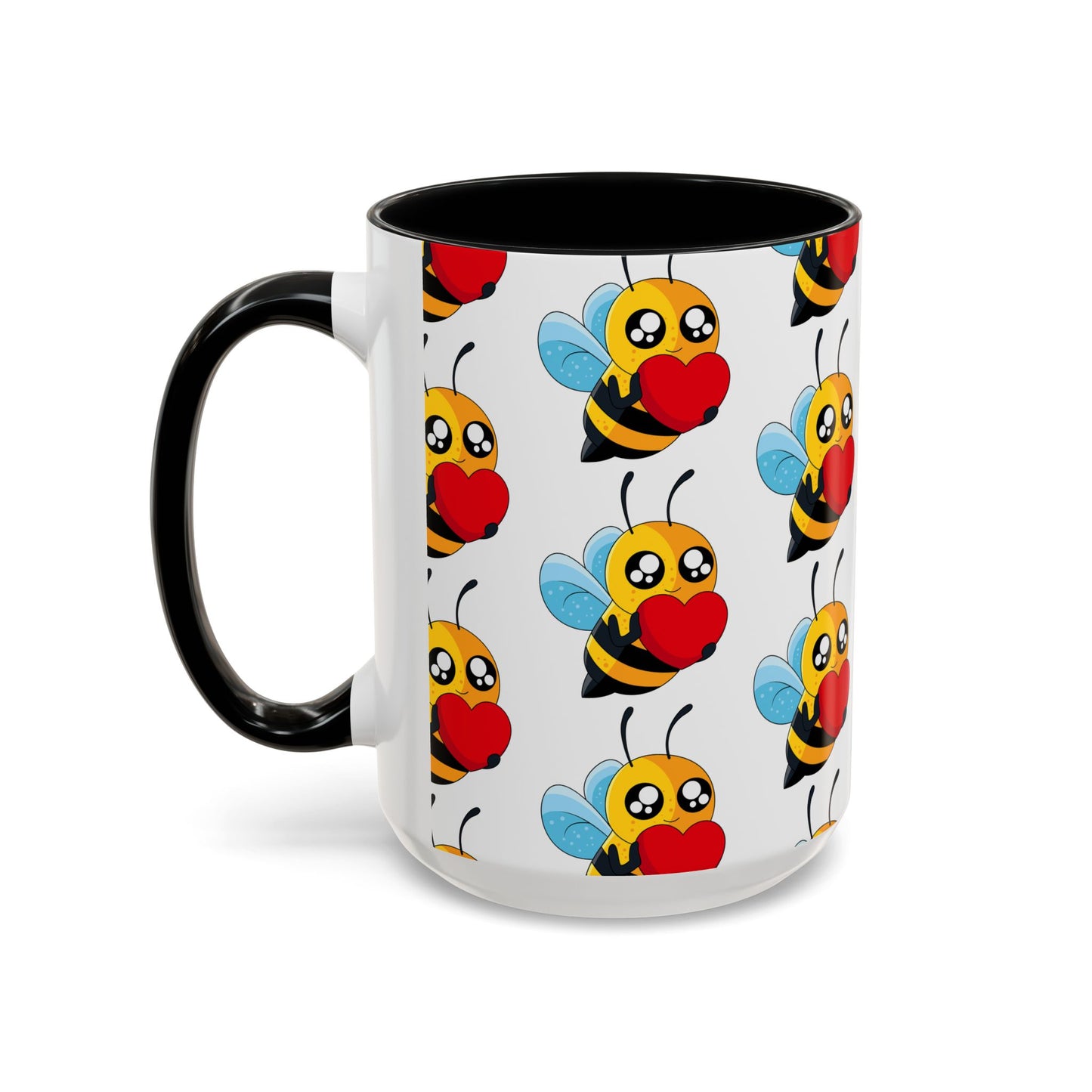 Cute Bee Love Accent Coffee Mug,  Cute Floral Mug, Cheerful Bee Design