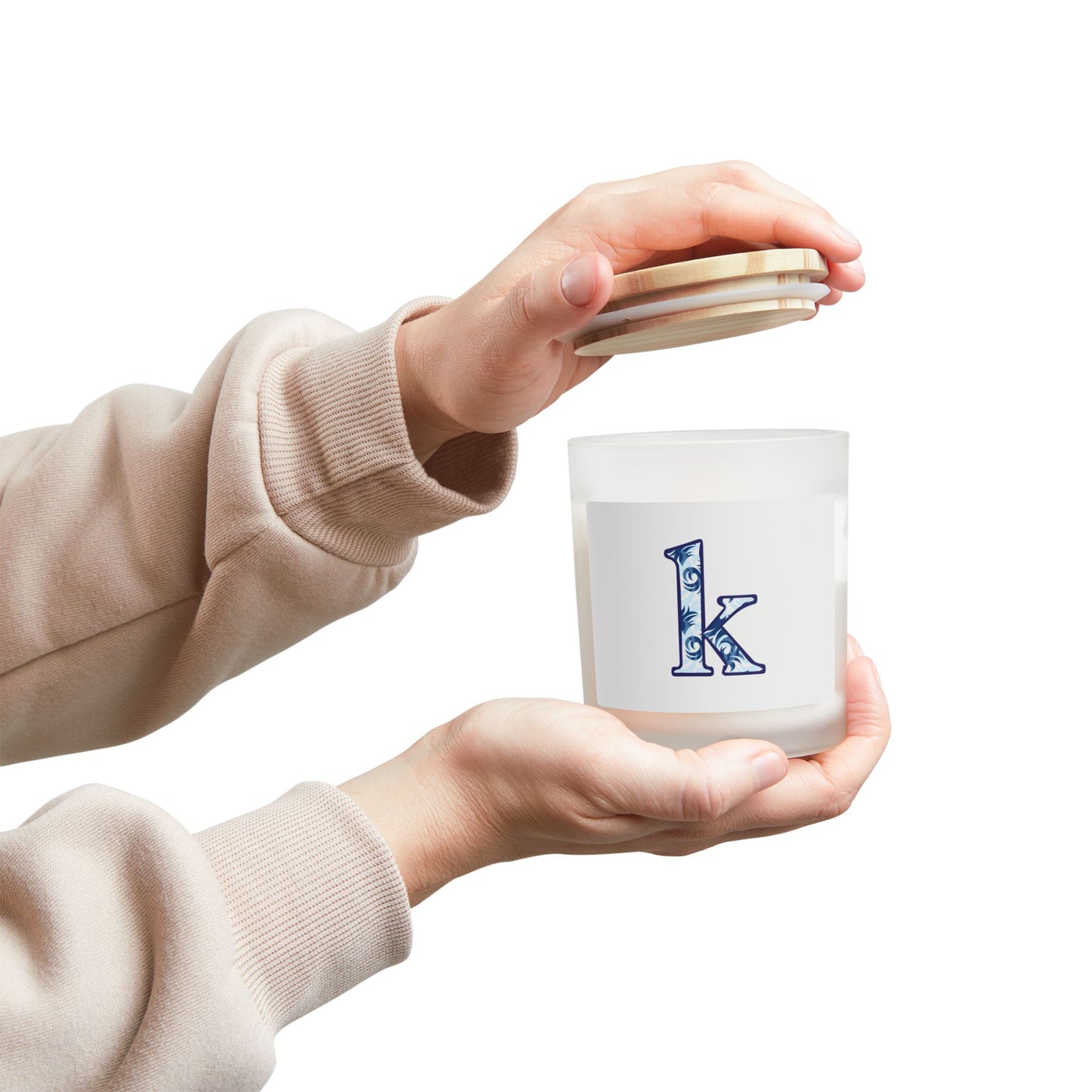 Personalized Frosted Glass Candle | Custom Initial Candle | Relaxing Home Decor | Gift for Her | Birthday, Housewarming, Wedding