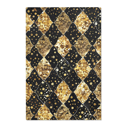 Elegant Area Rug with Gold and Black Pattern