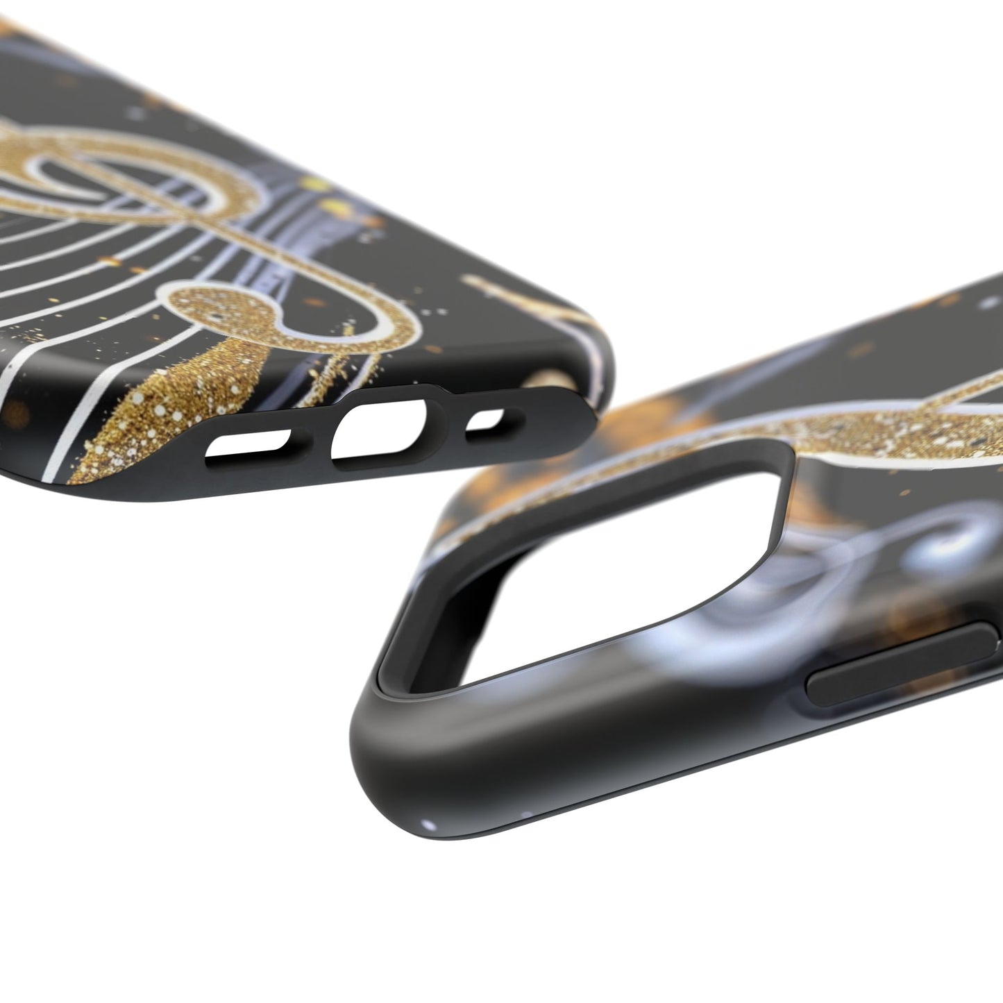 Music Notes Magnetic Impact-Resistant Phone Case — Gold Treble Clef Design