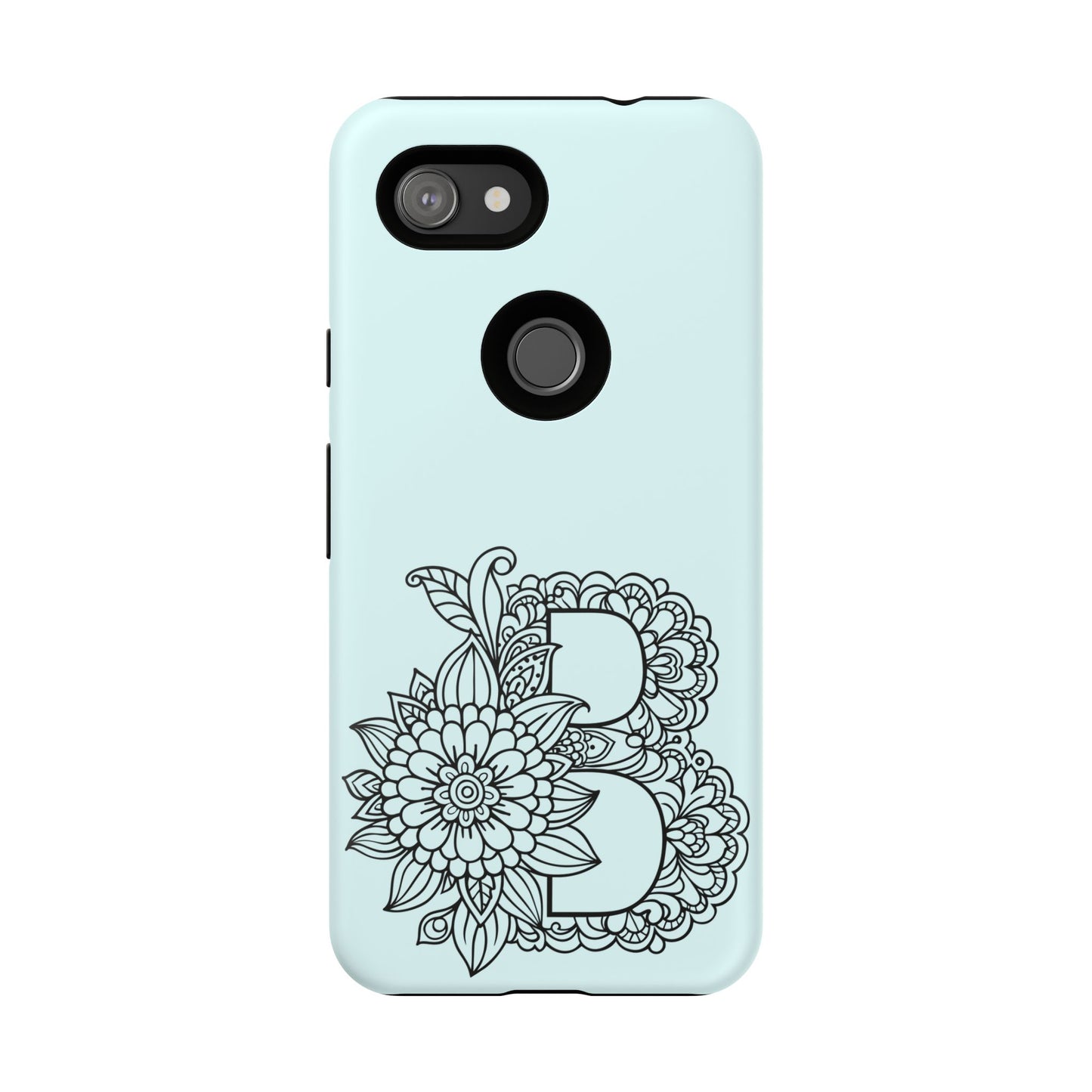 Personalized Tough Phone Case- Letter B, Floral Monogram Cell Phone Cover, Custom Protective Case, Unique Gift, Birthday, Graduation
