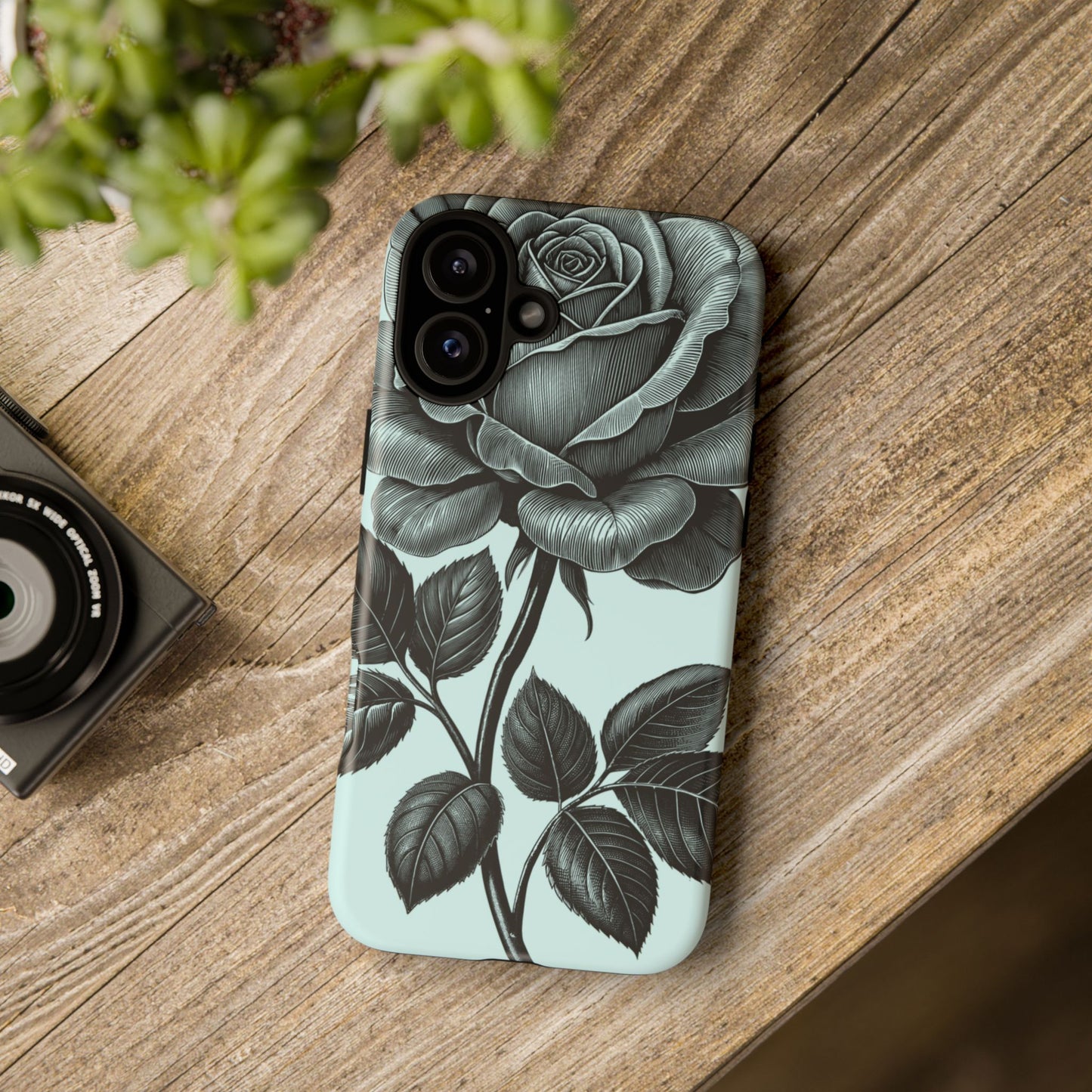 Elegant Floral Phone Case, Tough Cases for iPhones, Black Rose Design, Gift for Her, Stylish Phone Cover, Birthday Gifts