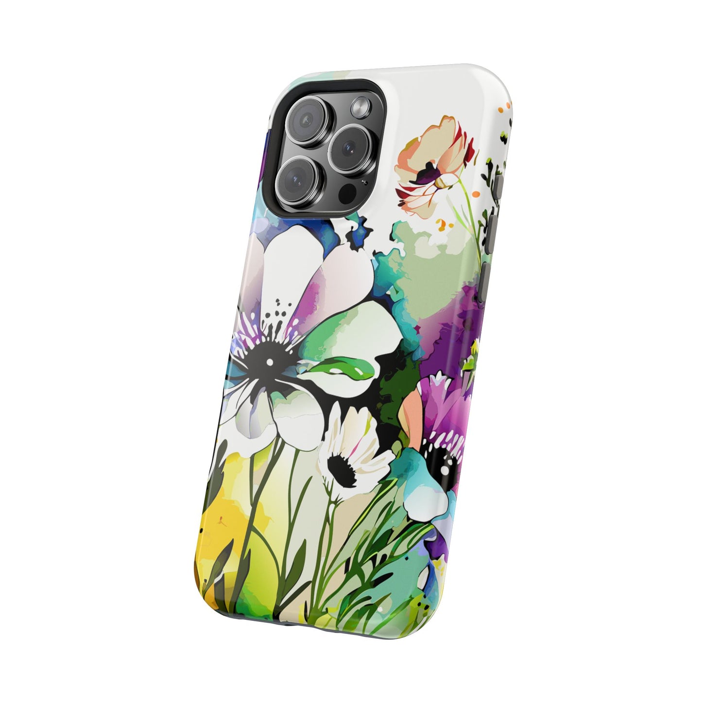 Floral Watercolor Magnetic Phone Case — Impact‑Resistant Protective Cover