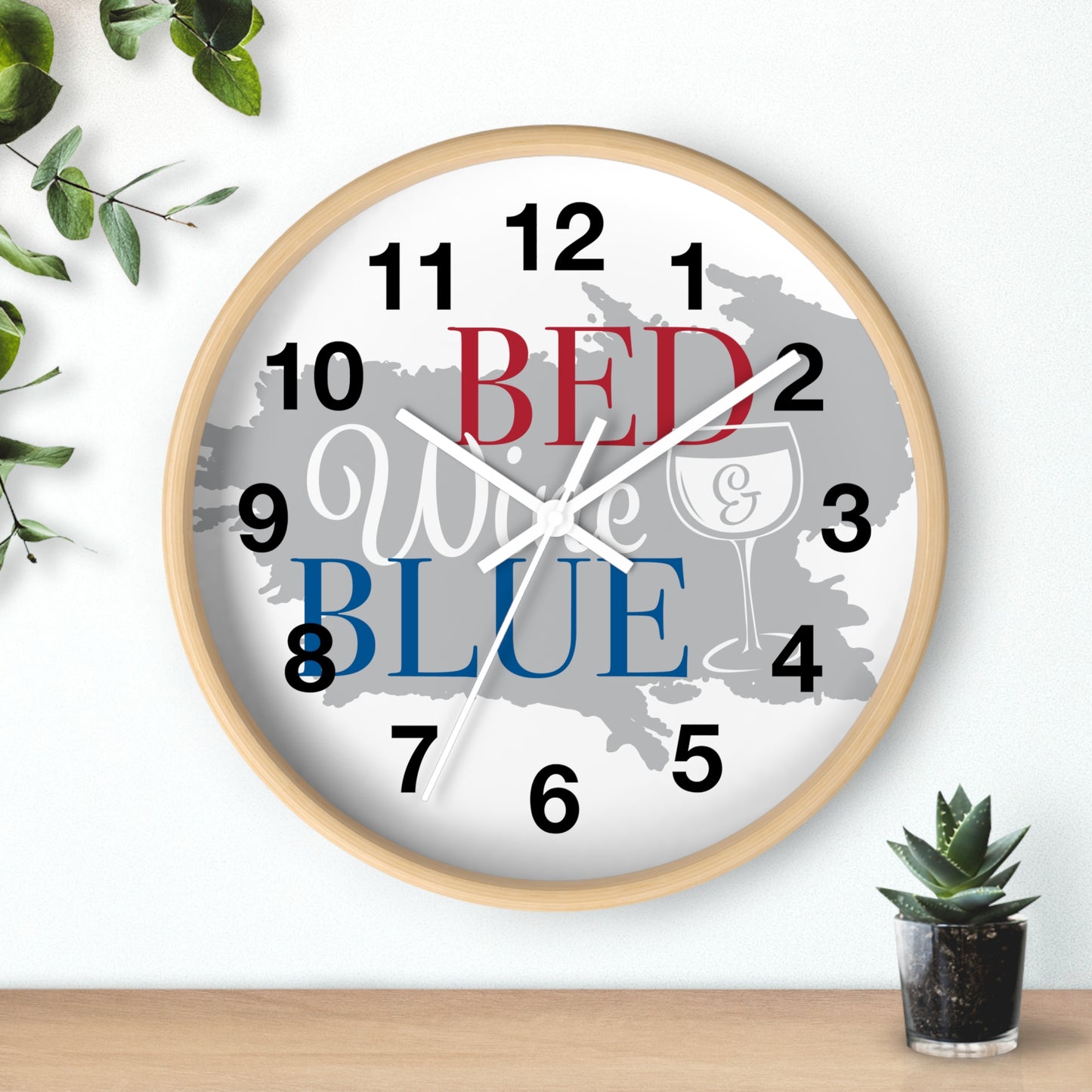 Patriotic Wall Clock - "Bed, White, and Blue" - Home Decor, Gift for Hosts, Independence Day, Americana Style, Wall Art, Kitchen Clock