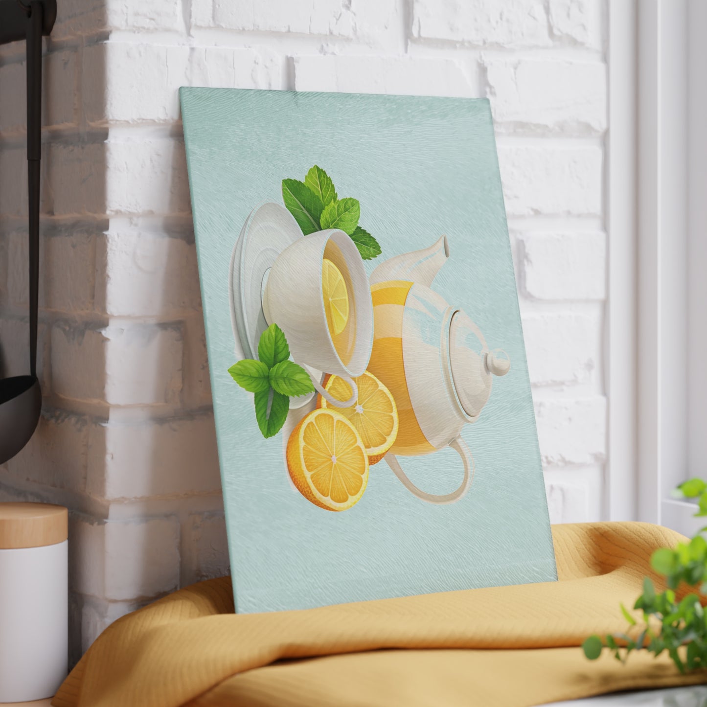 Bright Citrus Glass Cutting Board - Kitchen Decor, Hostess Gift, Home Chef Essential, Tea Lover Accessory, Gift for Mom