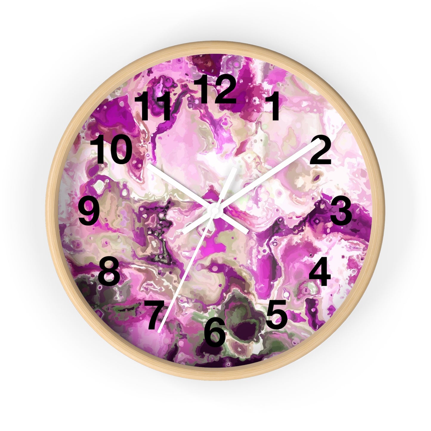 Elegant Pink Swirl Wall Clock Home Decor, Gift for Her, Modern Design, Office Wall Art, Functional Art