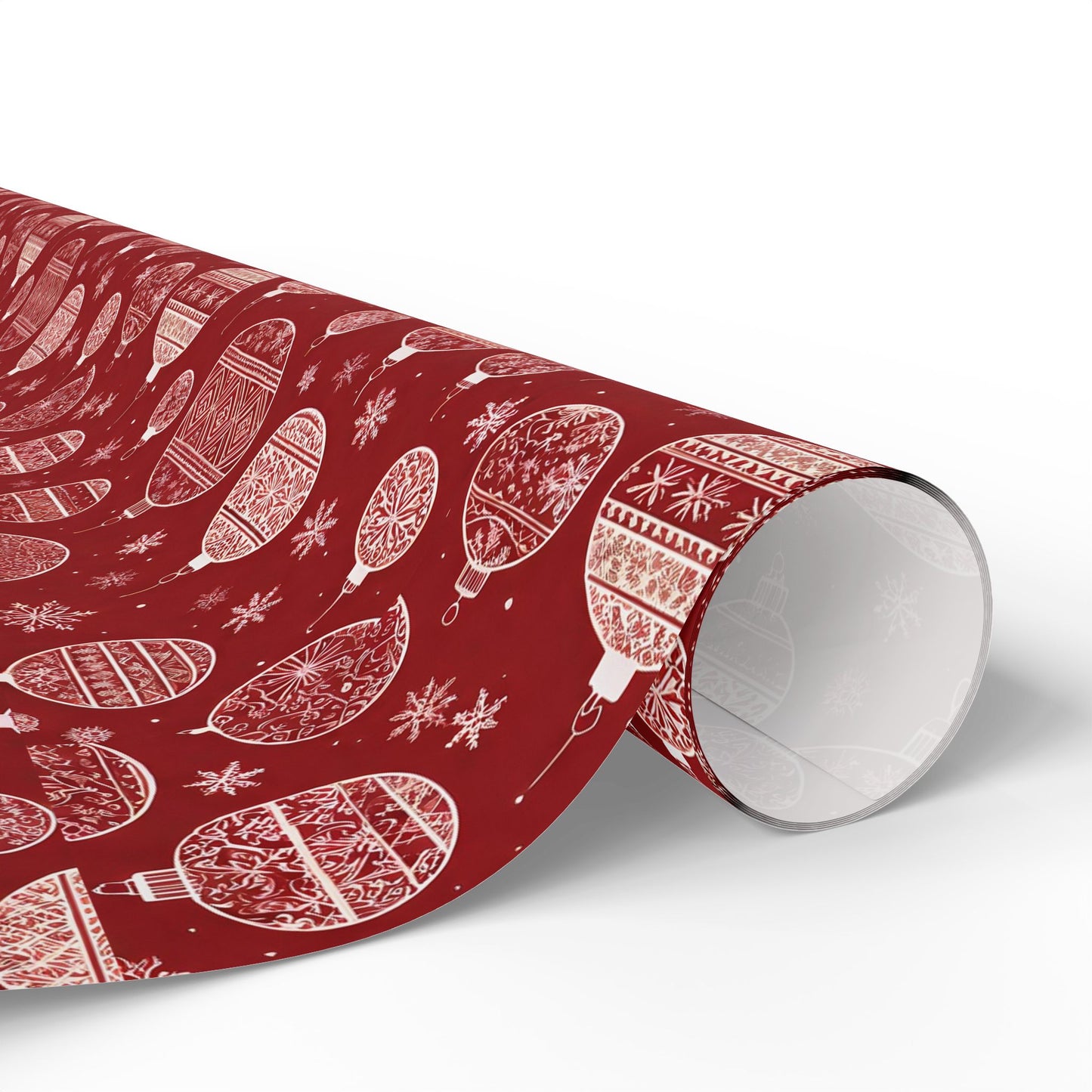 Festive Red Ornament Wrapping Paper Roll — Christmas Gift Wrap