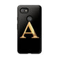 Custom Phone Case with Gold Letter A, Monogrammed Gift, Tough Protective Case, Personalized Phone Accessory, Unique Phone Cover