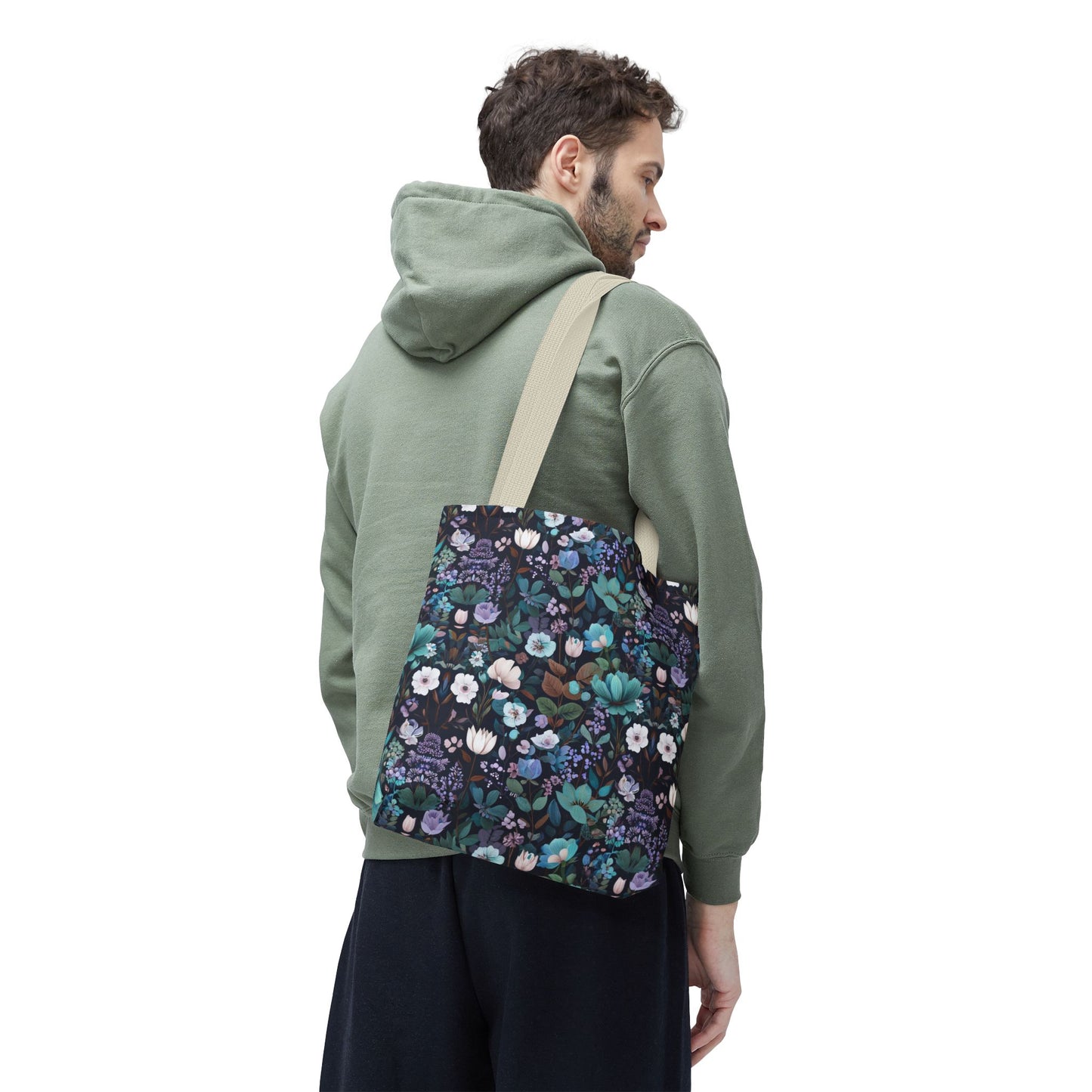Floral Nightfall Tote Bag — Dark Botanical All-Over Print