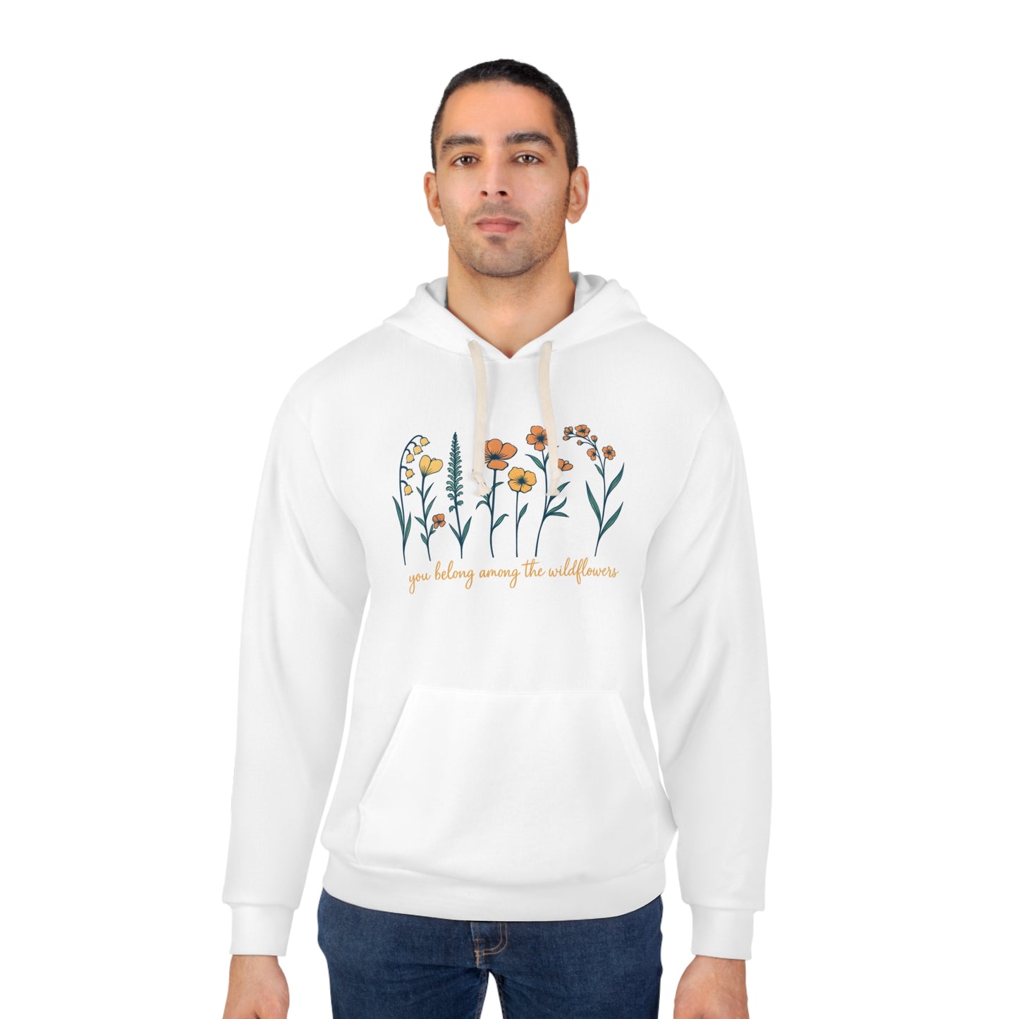 Botanical Quote Hoodie, Cozy Floral Pullover, Nature Lover Gift, Spring Sweatshirt, Unisex AOP Hoodie