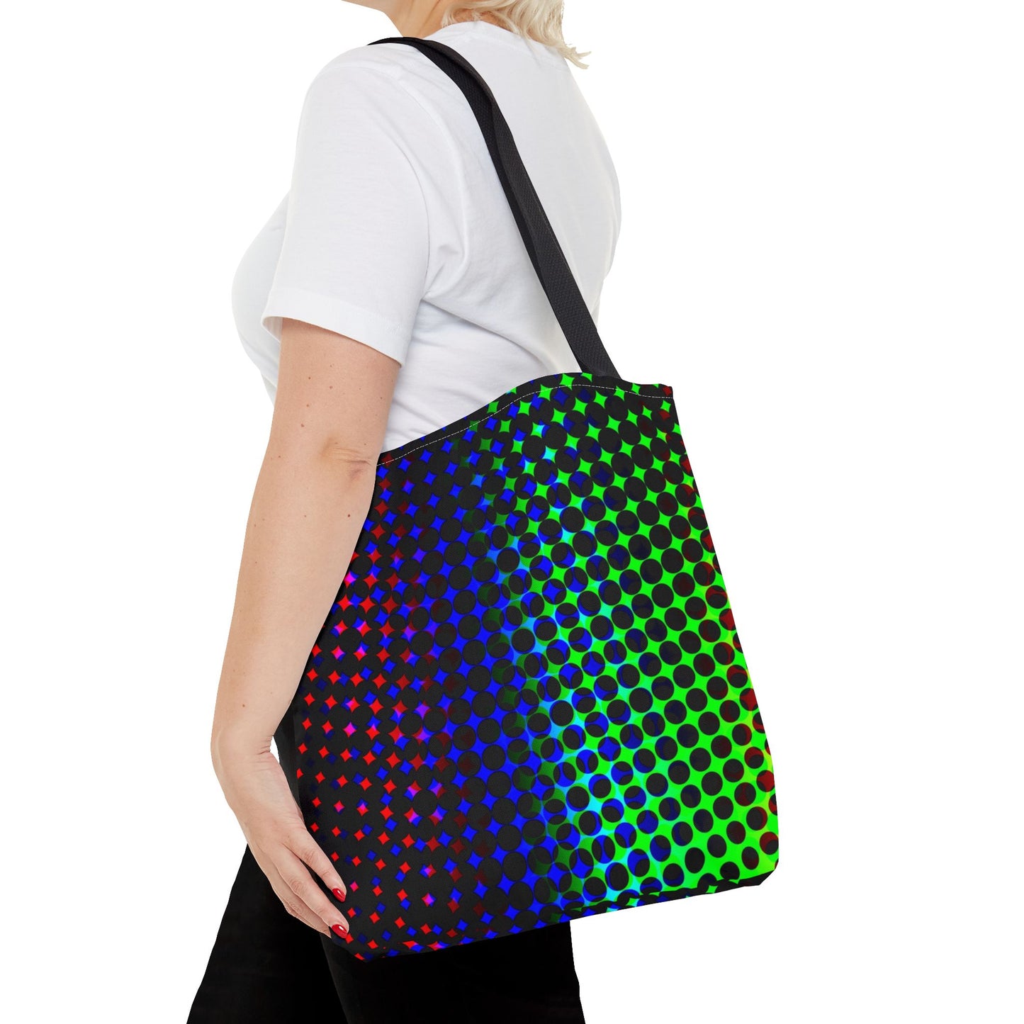 Vibrant Dot Print Tote Bag - Colorful Reusable Shopping Bag, Beach Tote