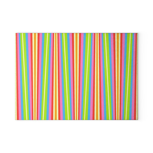 Colorful Striped Glass Cutting Board | Vibrant Kitchen Décor, Gift for Chefs, Bright Home Accents, Fun Kitchenware, Cookware