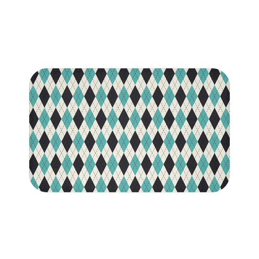Stylish Argyle Bath Mat | Modern Bathroom Decor, Soft Floor Mat for Comfort, Housewarming Gift, Unique Home Accessory