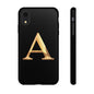 Custom Phone Case with Gold Letter A, Monogrammed Gift, Tough Protective Case, Personalized Phone Accessory, Unique Phone Cover