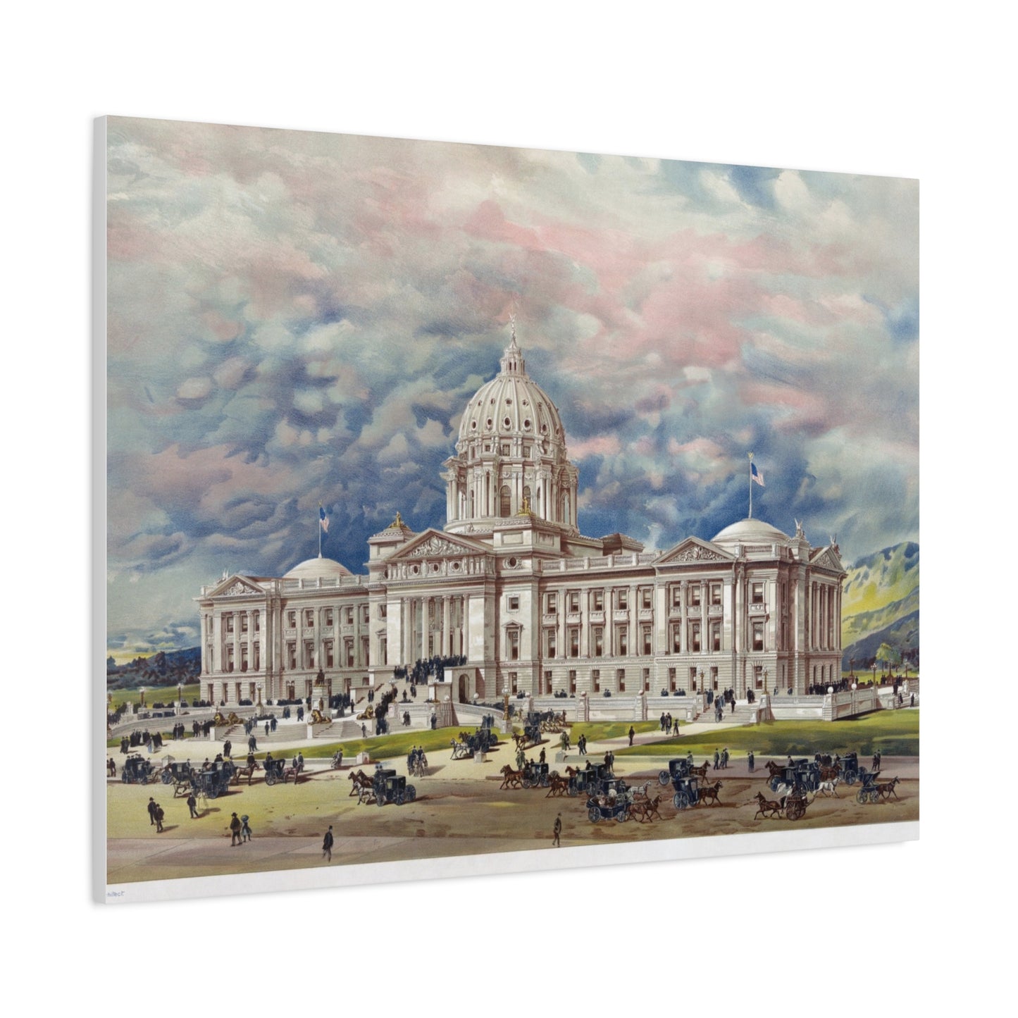 San Francisco City Hall Vintage Art Matte Canvas Print — Stretched 1.25"