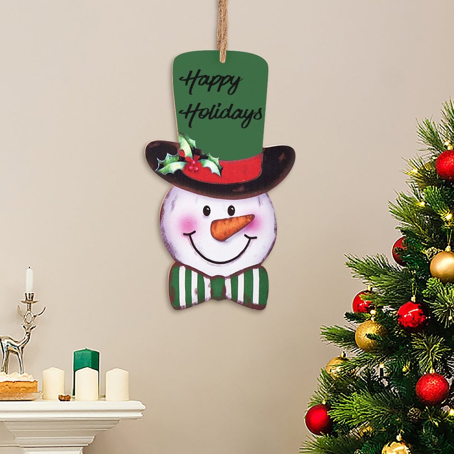 Wooden Christmas Snowman Ornament
