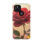 Floral Phone Case with Red Rose Design, Tough Phone Cover, Flower Print, Gift for Her, Stylish Accessory, Floral Aesthetic