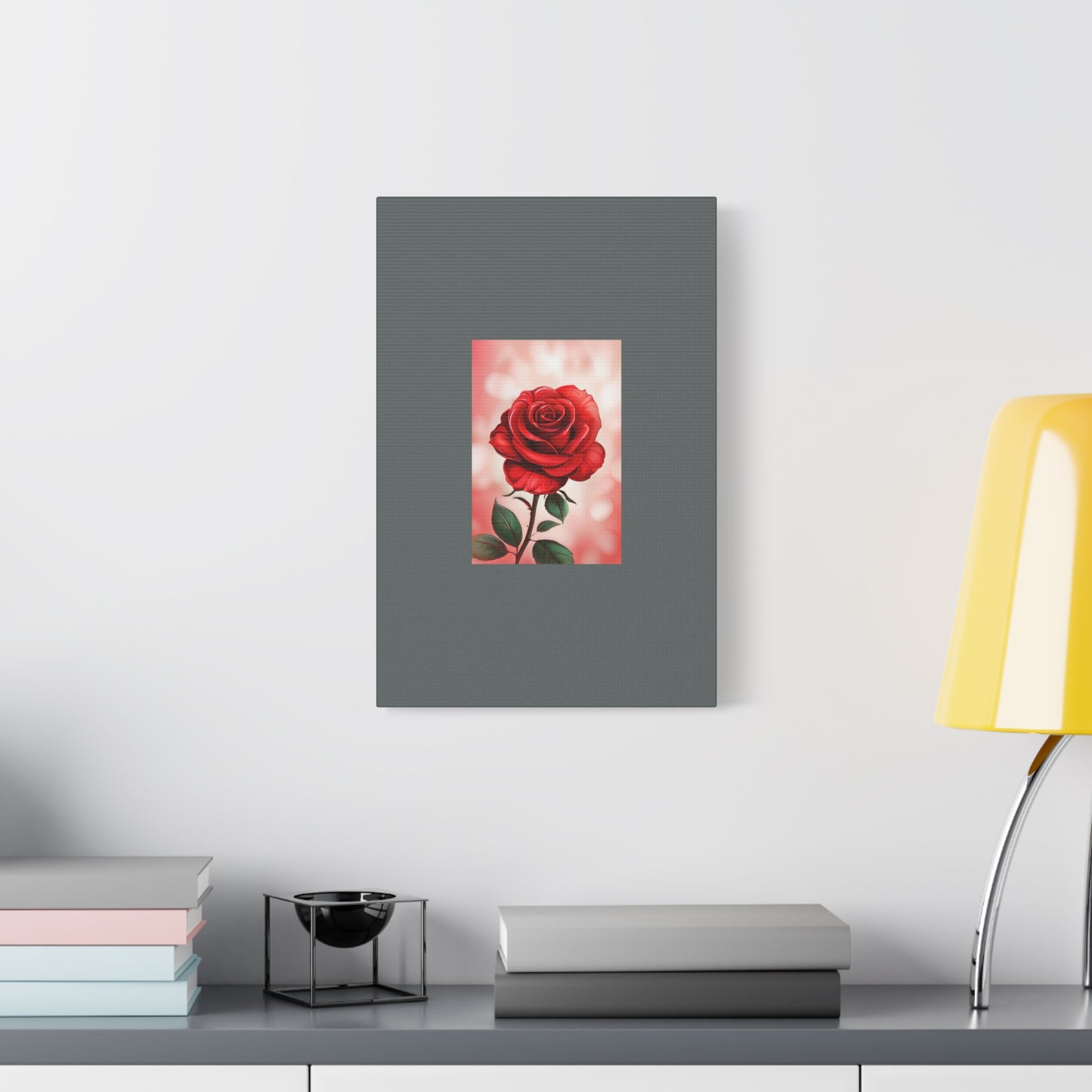 Red Rose Vertical Matte Canvas Print — Romantic Floral Wall Art