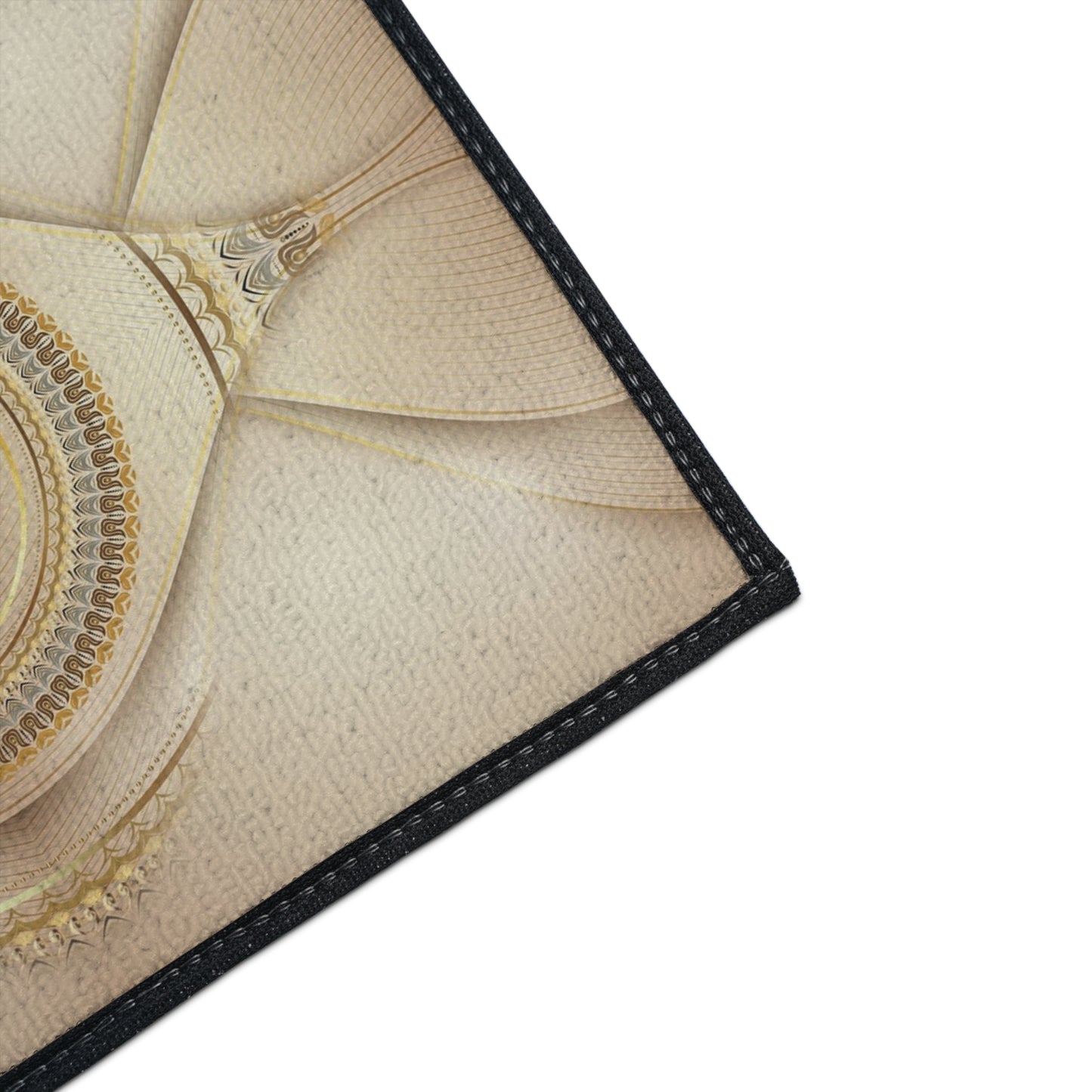 Decorative Heavy Duty Floor Mat — Elegant Gold Mandala Design