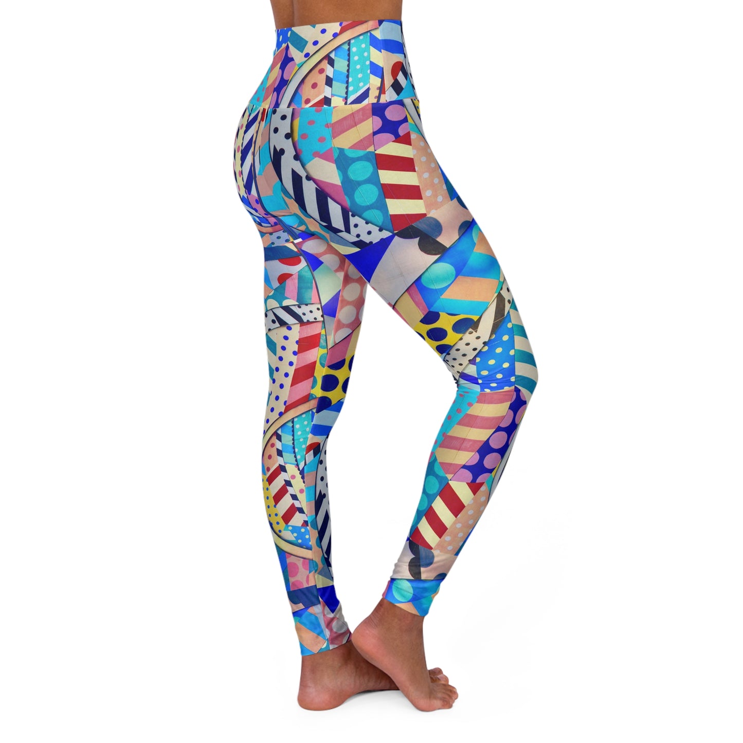Colorful High Waisted Yoga Leggings, Stylish Fitness Pants