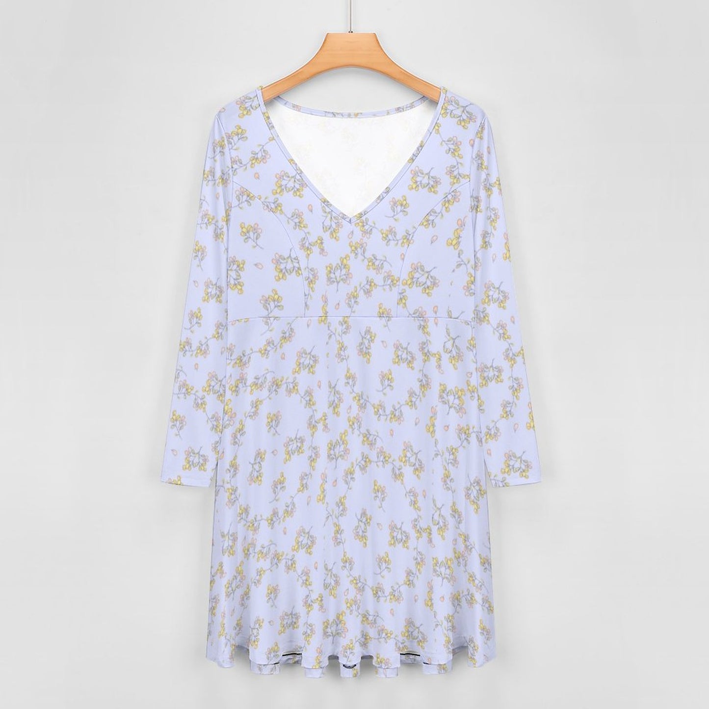 Plus Size V-neck Long Sleeve Dress