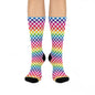 Vibrant Patterned Crew Socks, Fun Gift for Kids & Adults, Rainbow Polka Dot Socks, Cozy & Comfortable Footwear, Perfect for Everyday Wear