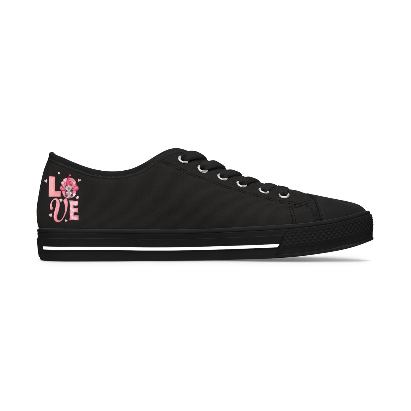 Women's Low Top Sneakers — Black Casual Canvas Trainers for Everyday Wear