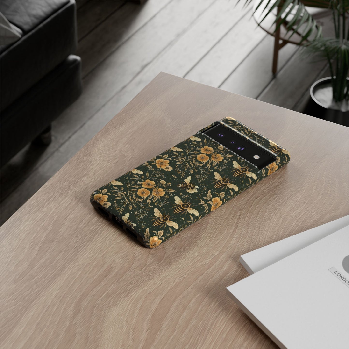Nature-Inspired Phone Case, Tough Cases for Nature Lovers, Floral Bee Design, Eco-Friendly Gift, Summer Vibes, Trendy Phone Accessory,