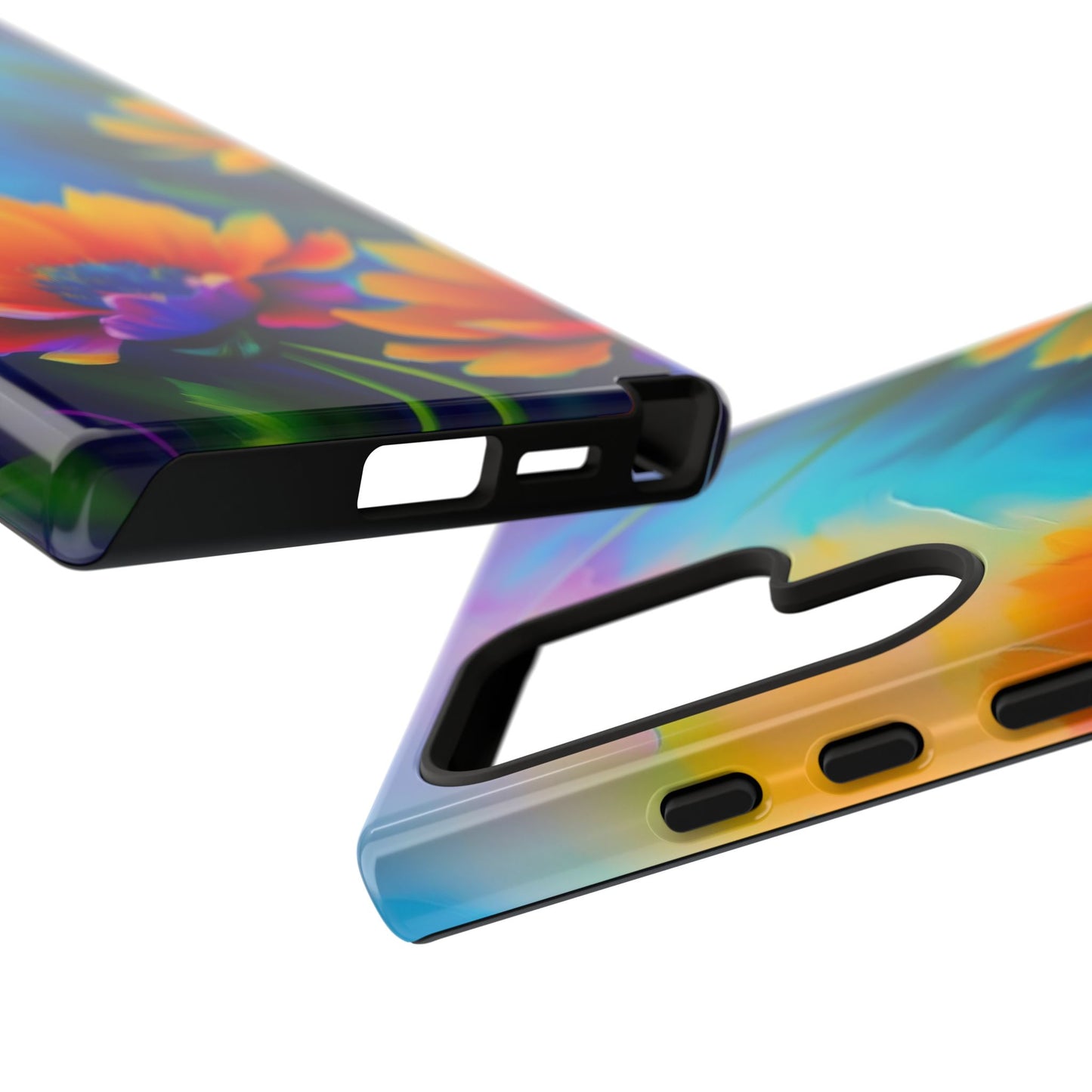 Floral Sunset Tough Phone Case — Vibrant Watercolor Flowers Protective Cover