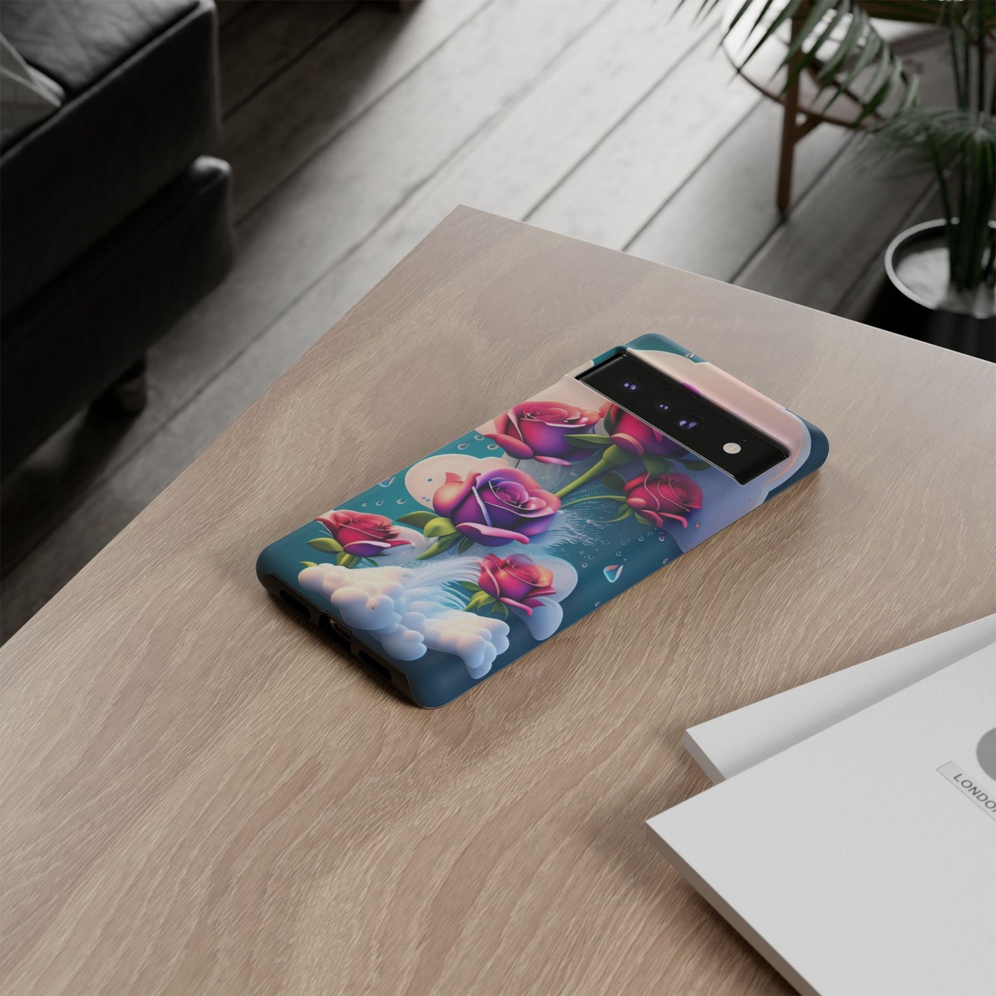 Floral Dream Tough Phone Case — Rose Bouquet Clouds Design