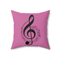 Musical Notes Pillow - Cozy Home Decor, Gift for Music Lovers, Birthday, Music Themed Decoration, Soft Square Cushion