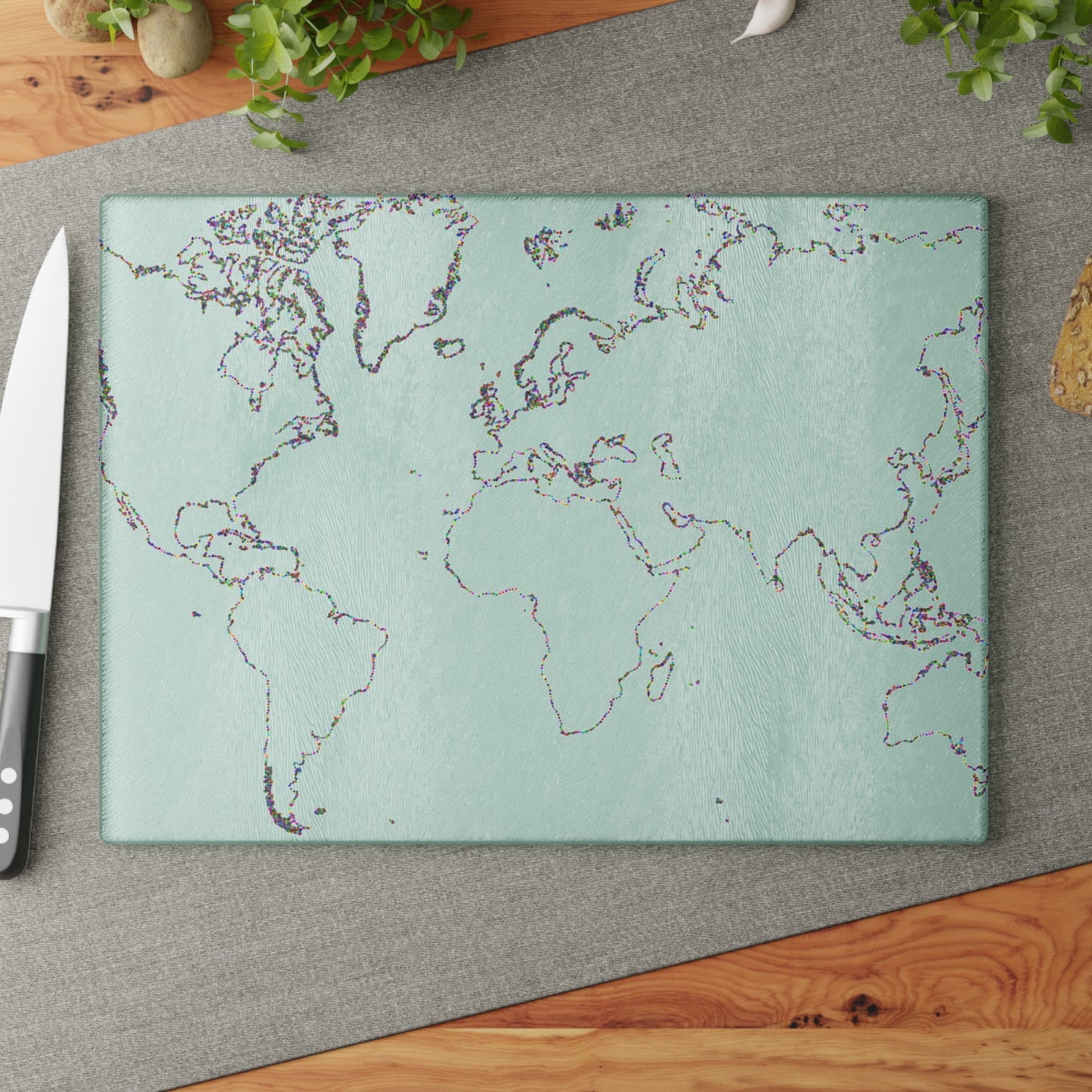 World Map Glass Cutting Board, Kitchen Decor, Unique Gift, Culinary Accessory, Home Cooking, Travel Enthusiast Gift