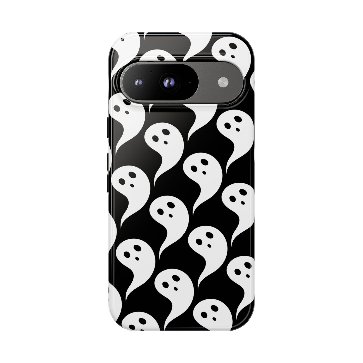 Ghost Pattern Phone Case, Cute Ghost Cell Phone Cover, Halloween Accessory, Spooky Gift, Black and White Phone Case