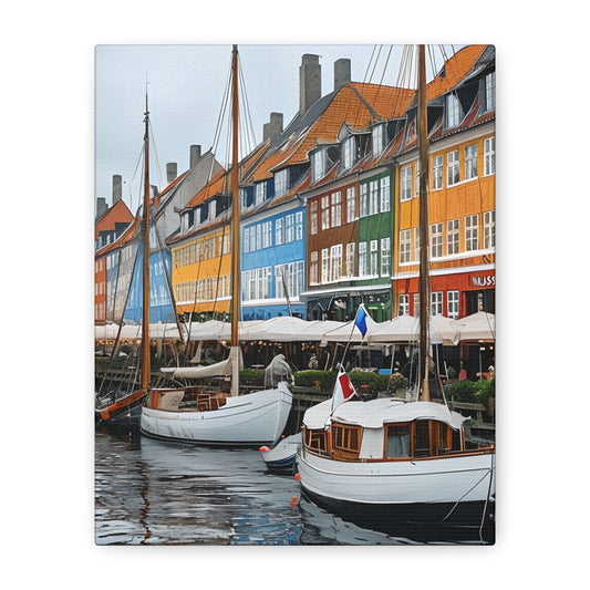Coastal Canvas Print, Vibrant Harbor Art, Nautical Home Decor, Gift for Sailors, Maritime Wall Art