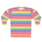 Rainbow Polka Dot Unisex Sweatshirt, Colorful AOP Pullover, Trendy Cozy Top, Vibrant Gift for Her/Him, Perfect for Casual Wear