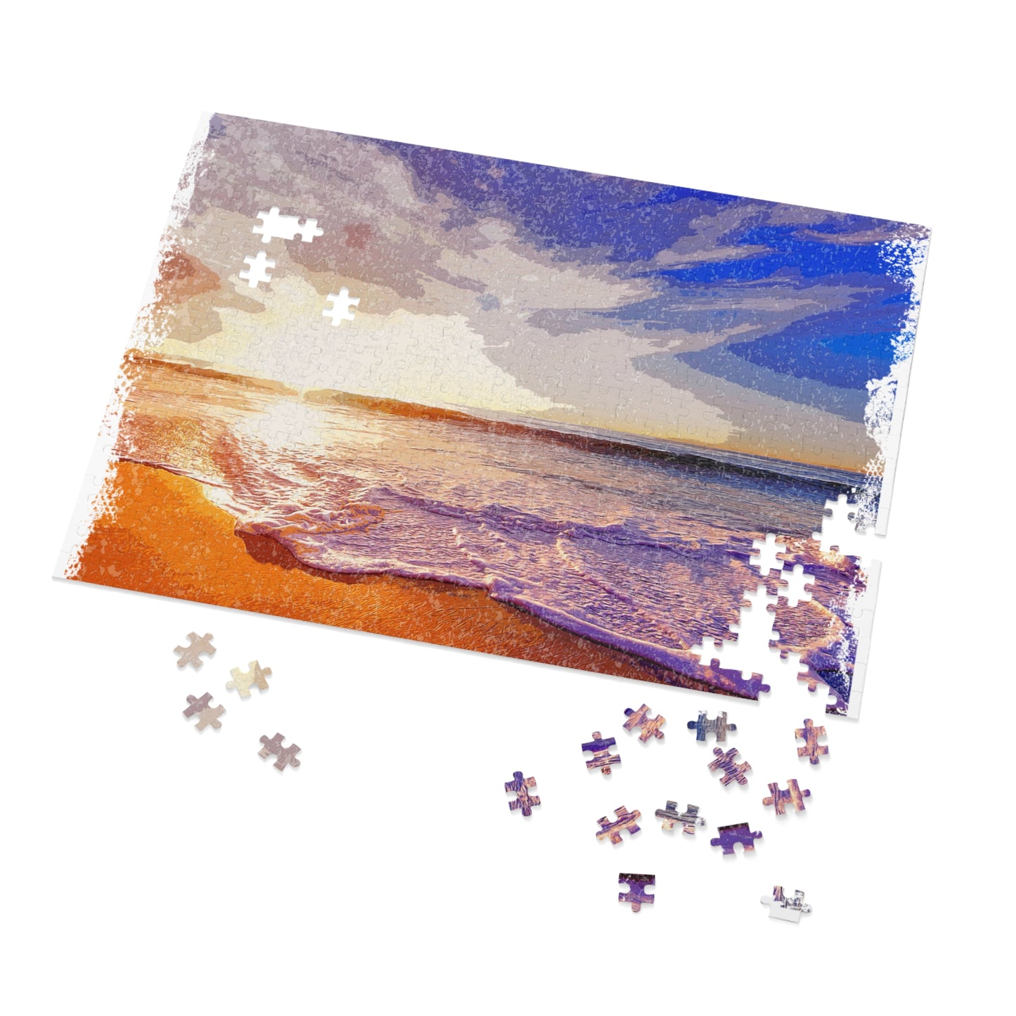 Beach Sunset Jigsaw Puzzle with Tin - Perfect for Family Nights, Gifts, Relaxation, and Home Decor