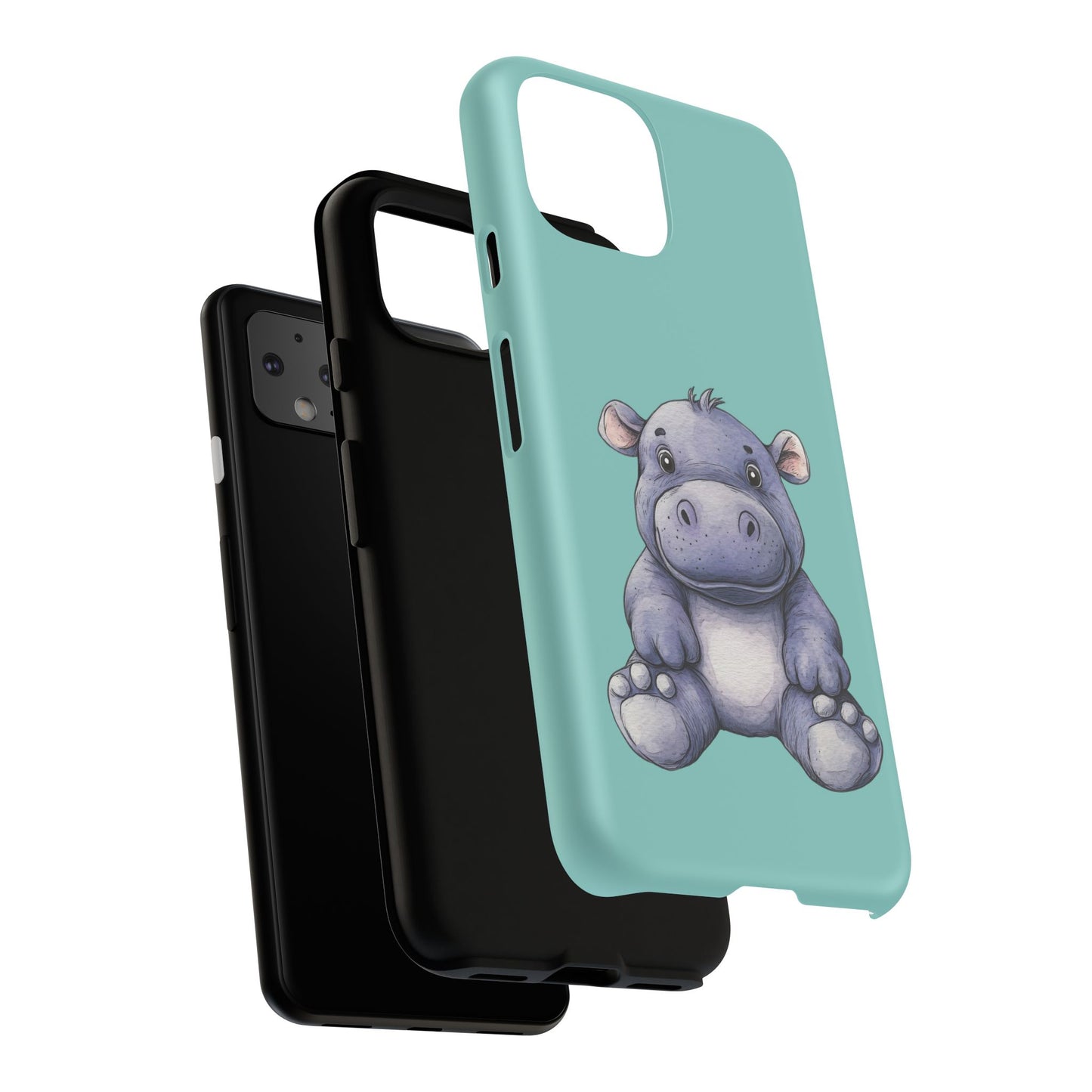 Cute Hippo Phone Case, Tough Phone Cover, Fun Animal Case, Gift for Kids, Cute Decor, Birthday Present