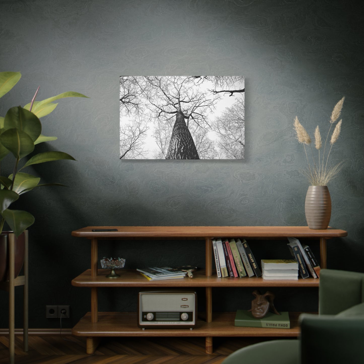 Black & White Tree Canopy Matte Canvas Wall Art — Upward Forest Photography