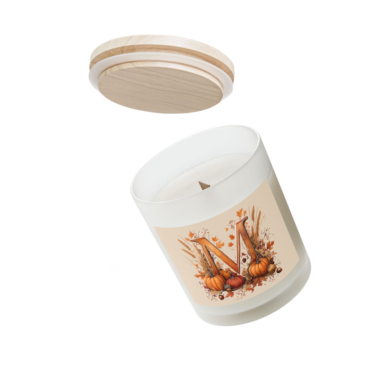 Frosted Glass Candle, 11oz - Letter M