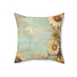 Sunflower Print Square Pillow, Floral Home Decor, Cozy Throw Cushion, Rustic Room Accent, Gift for Her, Summer Vibes