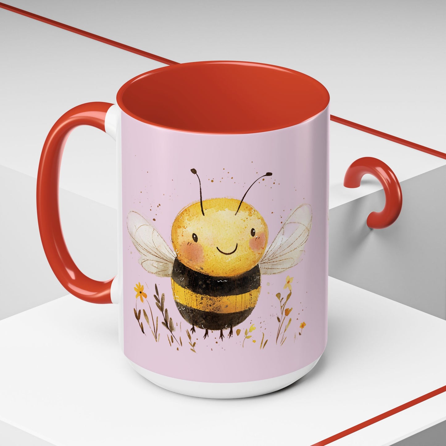 Cute Bee Accent Coffee Mug for Nature Lovers, Fun Bee Design, Gift for Friends, Bee Themed Kitchenware, Bee Lover's Mug